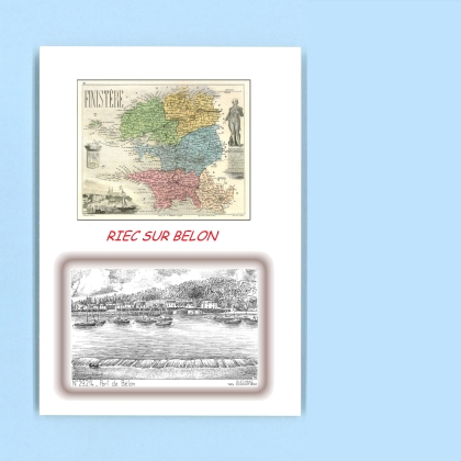 Cartes Postales impression Noir avec dpartement sur la ville de RIEC SUR BELON Titre : port de belon
