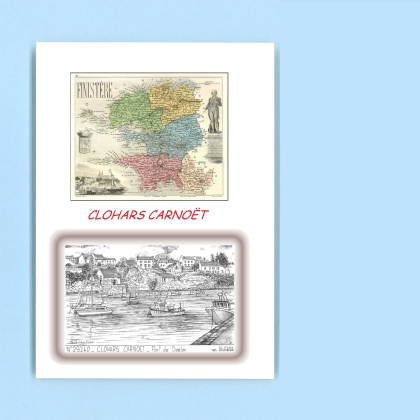 Cartes Postales impression Noir avec dpartement sur la ville de CLOHARS CARNOET Titre : port de doelan