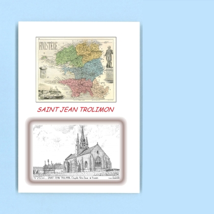 Cartes Postales impression Noir avec dpartement sur la ville de ST JEAN TROLIMON Titre : chapelle notre dame de tronoen