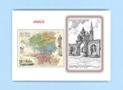 Cartes Postales impression Noir avec dpartement sur la ville de ARGOL Titre : arc de triomphe