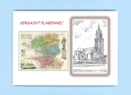 Cartes Postales impression Noir avec dpartement sur la ville de KERSAINT PLABENNEC Titre : eglise