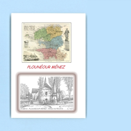 Cartes Postales impression Noir avec dpartement sur la ville de PLOUNEOUR MENEZ Titre : abbaye de le relecq