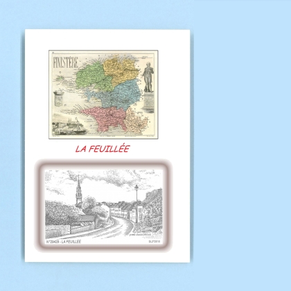 Cartes Postales impression Noir avec dpartement sur la ville de LA FEUILLEE Titre : vue