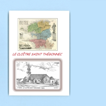 Cartes Postales impression Noir avec dpartement sur la ville de LE CLOITRE ST THEGONNEC Titre : eglise