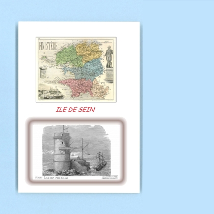 Cartes Postales impression Noir avec dpartement sur la ville de ILE DE SEIN Titre : phare d armen