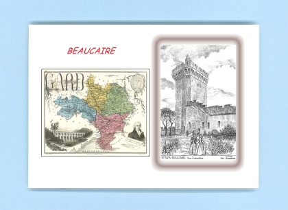 Cartes Postales impression Noir avec dpartement sur la ville de BEAUCAIRE Titre : tour triangulaire