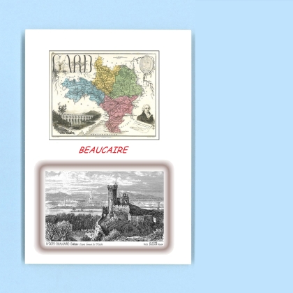 Cartes Postales impression Noir avec dpartement sur la ville de BEAUCAIRE Titre : chateau
