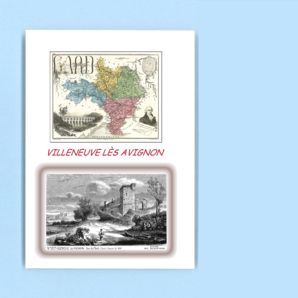 Cartes Postales impression Noir avec dpartement sur la ville de VILLENEUVE LES AVIGNON Titre : tour du pont