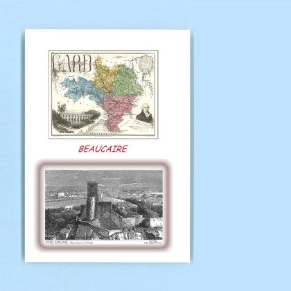 Cartes Postales impression Noir avec dpartement sur la ville de BEAUCAIRE Titre : vue