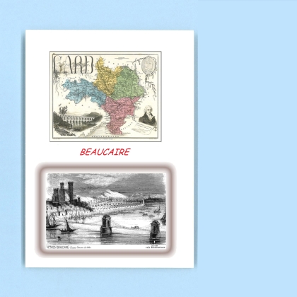 Cartes Postales impression Noir avec dpartement sur la ville de BEAUCAIRE Titre : vue