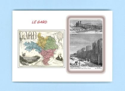 Cartes Postales impression Noir avec dpartement sur la ville de LE GARD Titre : departement