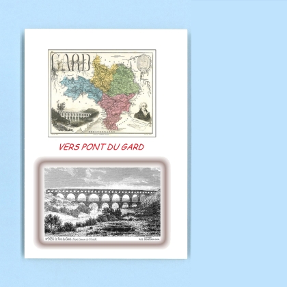 Cartes Postales impression Noir avec dpartement sur la ville de VERS PONT DU GARD Titre : le pont du gard