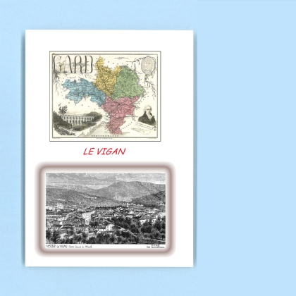 Cartes Postales impression Noir avec dpartement sur la ville de LE VIGAN Titre : vue