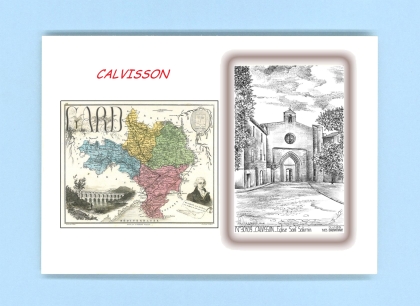 Cartes Postales impression Noir avec dpartement sur la ville de CALVISSON Titre : eglise st saturnin