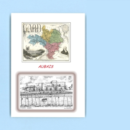 Cartes Postales impression Noir avec dpartement sur la ville de AUBAIS Titre : vue