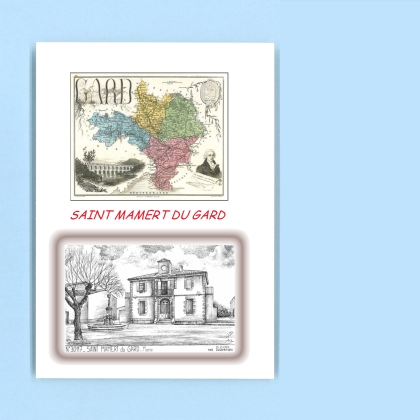 Cartes Postales impression Noir avec dpartement sur la ville de ST MAMERT DU GARD Titre : mairie