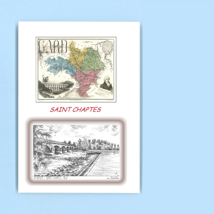Cartes Postales impression Noir avec dpartement sur la ville de ST CHAPTES Titre : pont