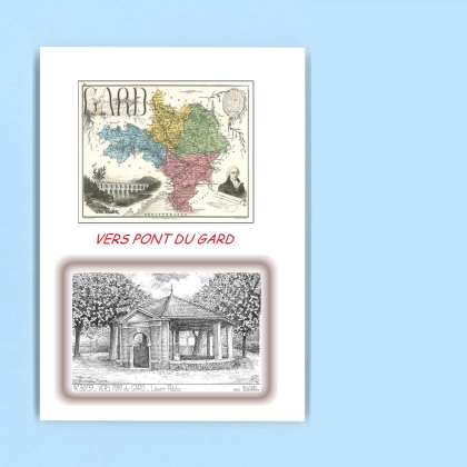 Cartes Postales impression Noir avec dpartement sur la ville de VERS PONT DU GARD Titre : lavoir public