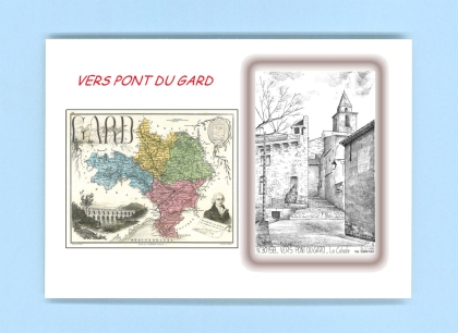 Cartes Postales impression Noir avec dpartement sur la ville de VERS PONT DU GARD Titre : la calade