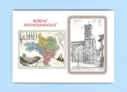 Cartes Postales impression Noir avec dpartement sur la ville de ROBIAC ROCHESSADOULE Titre : eglise