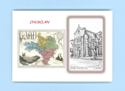 Cartes Postales impression Noir avec dpartement sur la ville de CHUSCLAN Titre : eglise