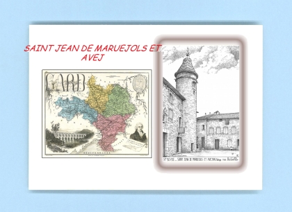 Cartes Postales impression Noir avec dpartement sur la ville de ST JEAN DE MARUEJOLS ET AV. Titre : horloge