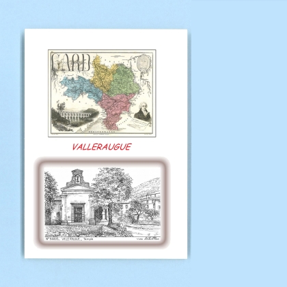 Cartes Postales impression Noir avec dpartement sur la ville de VALLERAUGUE Titre : temple