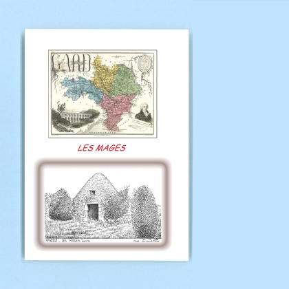 Cartes Postales impression Noir avec dpartement sur la ville de LES MAGES Titre : tourette