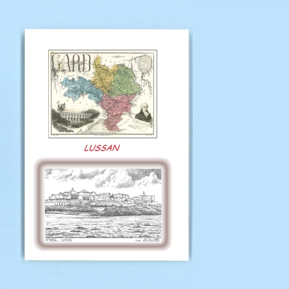 Cartes Postales impression Noir avec dpartement sur la ville de LUSSAN Titre : vue