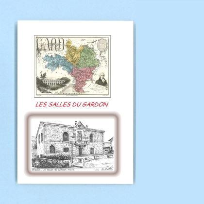 Cartes Postales impression Noir avec dpartement sur la ville de LES SALLES DU GARDON Titre : mairie