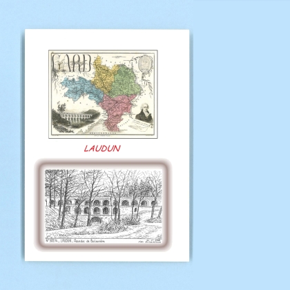 Cartes Postales impression Noir avec dpartement sur la ville de LAUDUN Titre : aqueduc de balouviere
