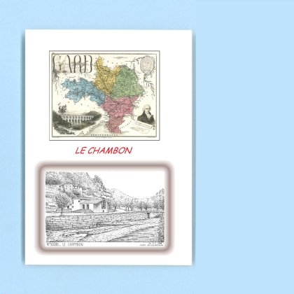 Cartes Postales impression Noir avec dpartement sur la ville de LE CHAMBON Titre : vue
