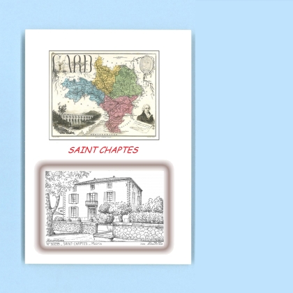 Cartes Postales impression Noir avec dpartement sur la ville de ST CHAPTES Titre : mairie