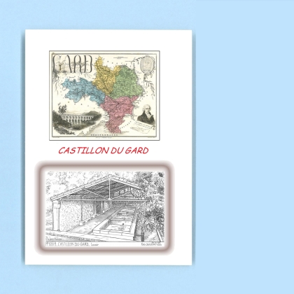 Cartes Postales impression Noir avec dpartement sur la ville de CASTILLON DU GARD Titre : lavoir