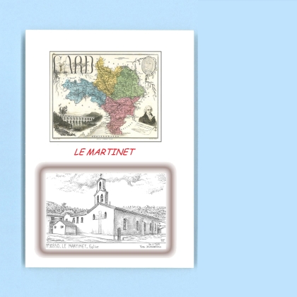 Cartes Postales impression Noir avec dpartement sur la ville de LE MARTINET Titre : eglise