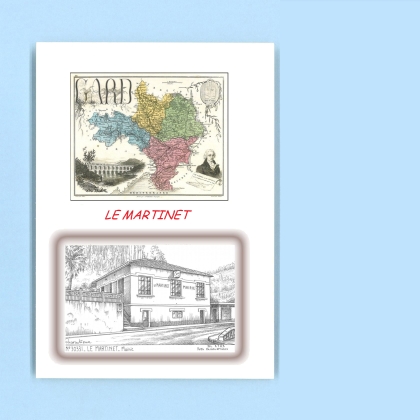 Cartes Postales impression Noir avec dpartement sur la ville de LE MARTINET Titre : mairie