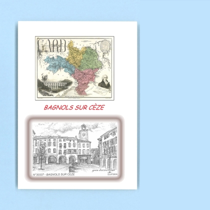Cartes Postales impression Noir avec dpartement sur la ville de BAGNOLS SUR CEZE Titre : vue