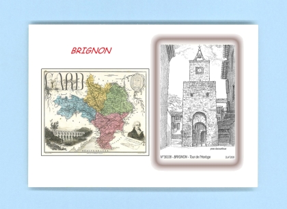 Cartes Postales impression Noir avec dpartement sur la ville de BRIGNON Titre : tour de l horloge