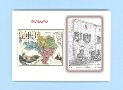 Cartes Postales impression Noir avec dpartement sur la ville de BRIGNON Titre : mairie