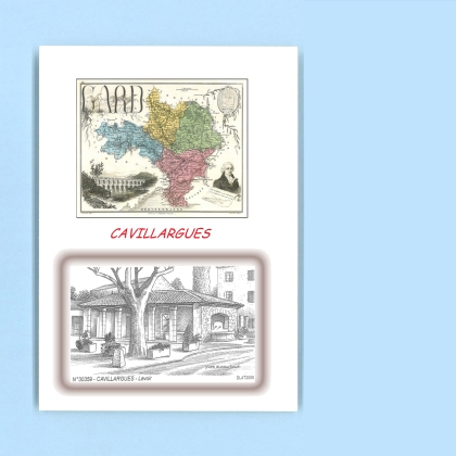 Cartes Postales impression Noir avec dpartement sur la ville de CAVILLARGUES Titre : lavoir