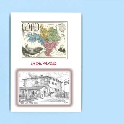 Cartes Postales impression Noir avec dpartement sur la ville de LAVAL PRADEL Titre : chateau