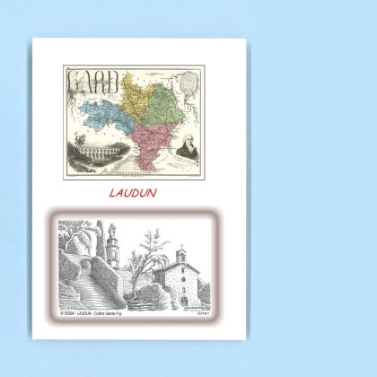 Cartes Postales impression Noir avec dpartement sur la ville de LAUDUN Titre : colline sainte foy