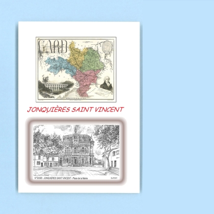 Cartes Postales impression Noir avec dpartement sur la ville de JONQUIERES ST VINCENT Titre : place de la mairie