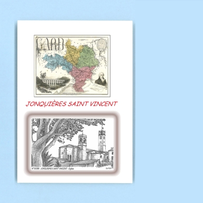Cartes Postales impression Noir avec dpartement sur la ville de JONQUIERES ST VINCENT Titre : eglise