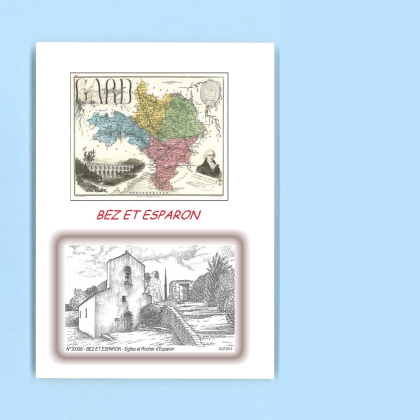 Cartes Postales impression Noir avec dpartement sur la ville de BEZ ET ESPARON Titre : eglise et rocher d esparon
