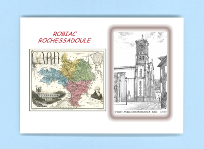 Cartes Postales impression Noir avec dpartement sur la ville de ROBIAC ROCHESSADOULE Titre : eglise