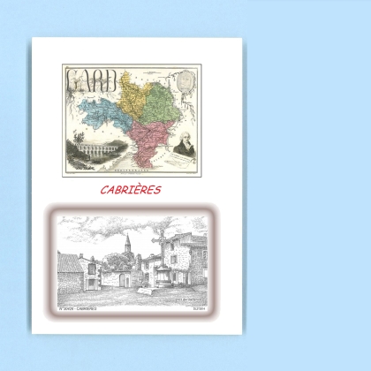 Cartes Postales impression Noir avec dpartement sur la ville de CABRIERES Titre : vue
