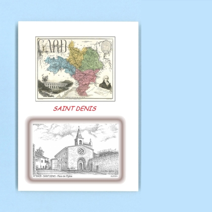 Cartes Postales impression Noir avec dpartement sur la ville de ST DENIS Titre : place de l eglise