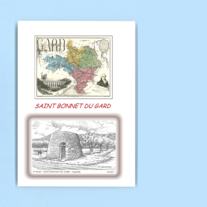 Cartes Postales impression Noir avec dpartement sur la ville de ST BONNET DU GARD Titre : capitelle