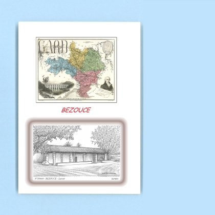 Cartes Postales impression Noir avec dpartement sur la ville de BEZOUCE Titre : lavoir